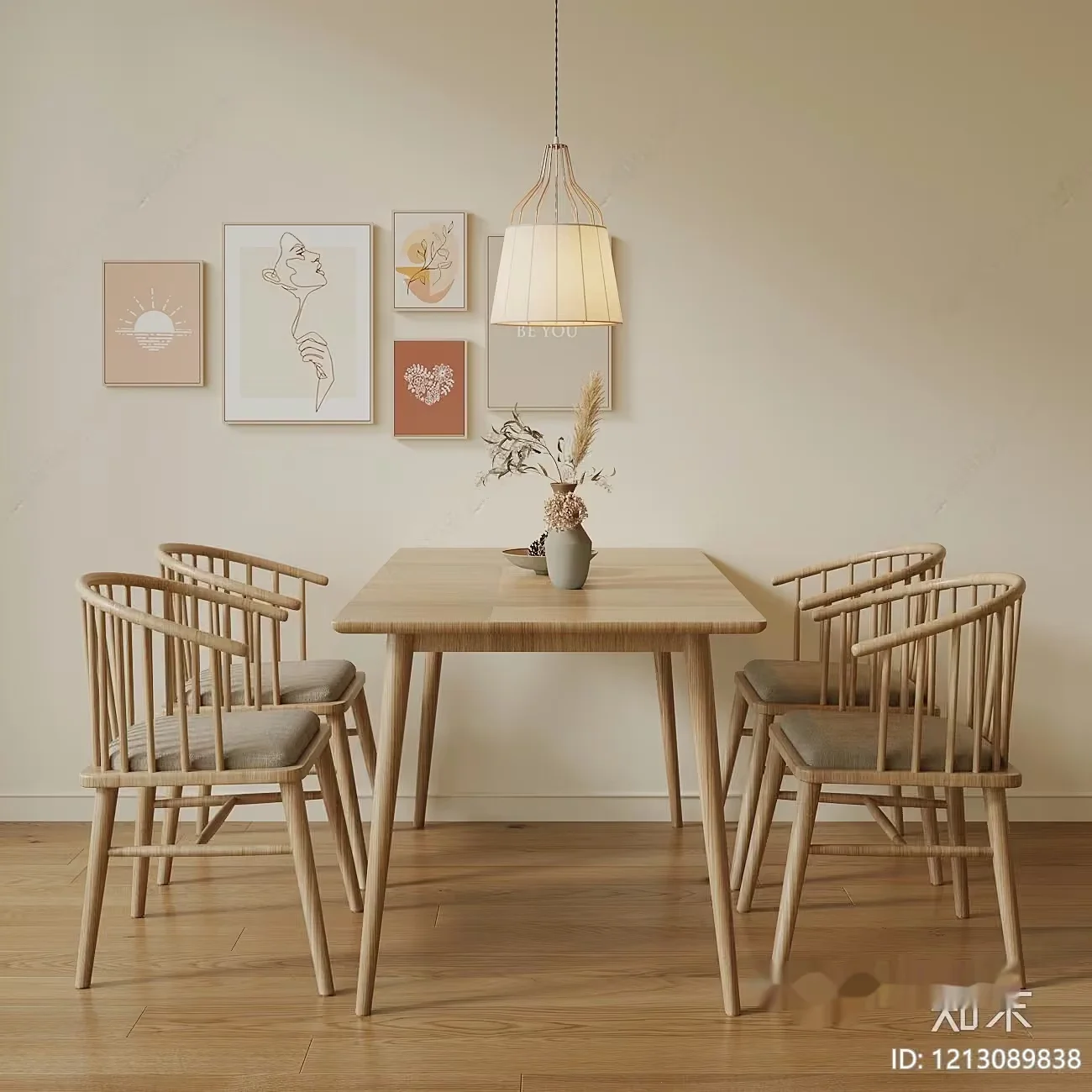 Wooden Dining Table 3D Model – 15242 – VRAY Render