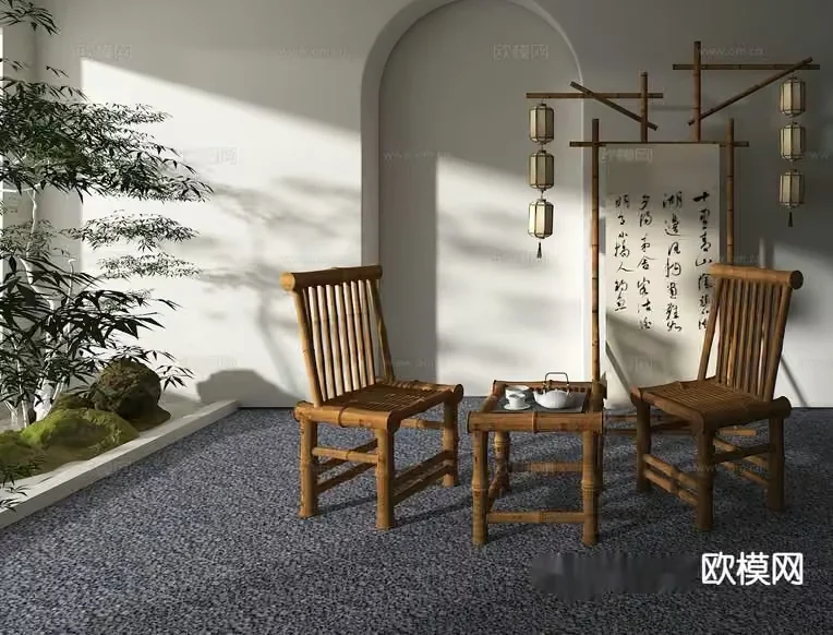 Rustic Bamboo Chairs 3D Model – 13568 – VRAY Render
