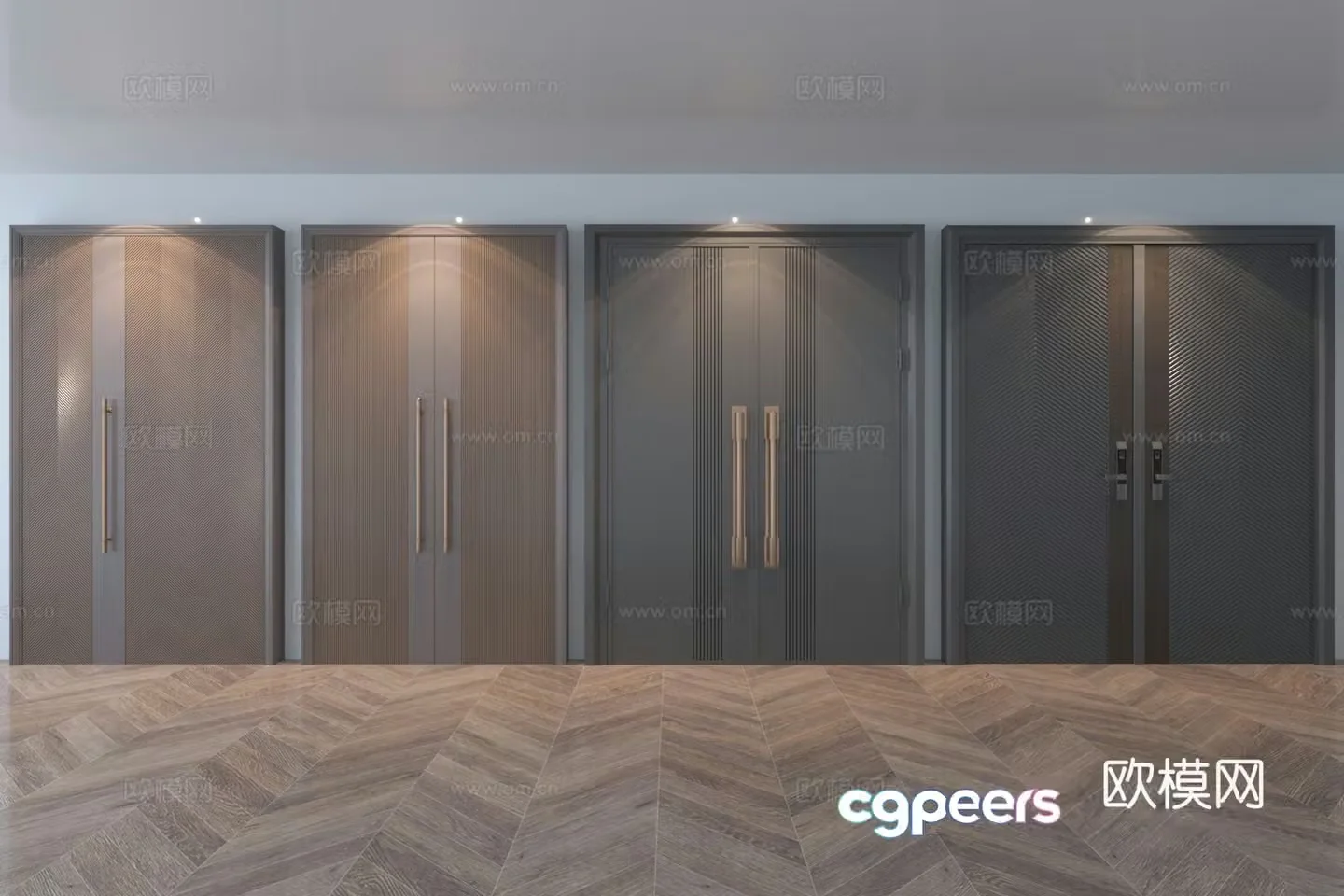 Modern double door combination 3D model