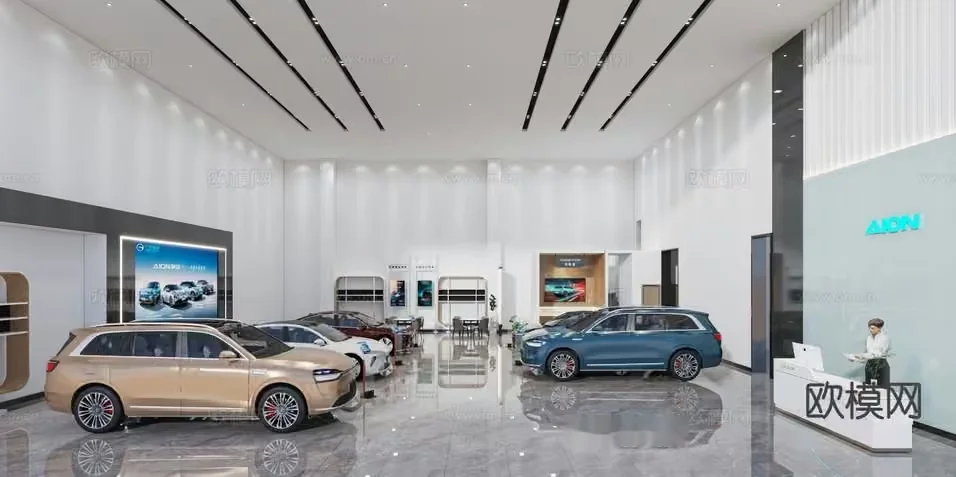 Modern Car Showroom 3D Model – 11128 – VRAY Render