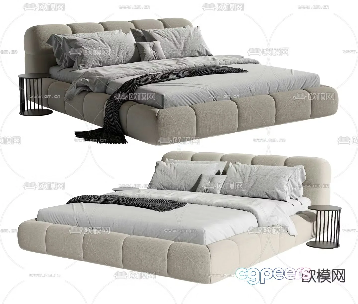 Modern double bed 3d model