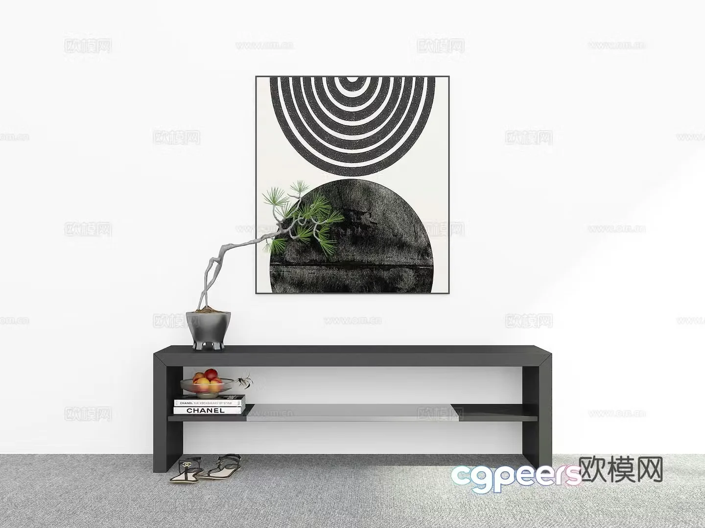 Modern shoe changing bench bench 3d model