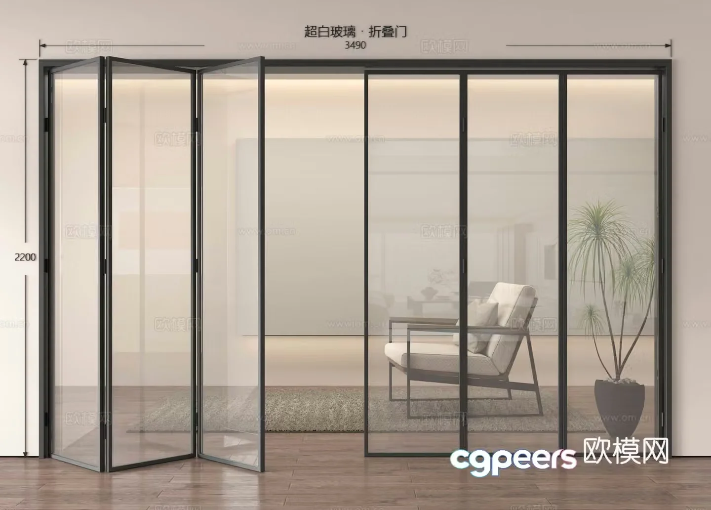 Modern folding door Folding door Balcony folding door Glass door Kitchen folding door Glass folding 3D model