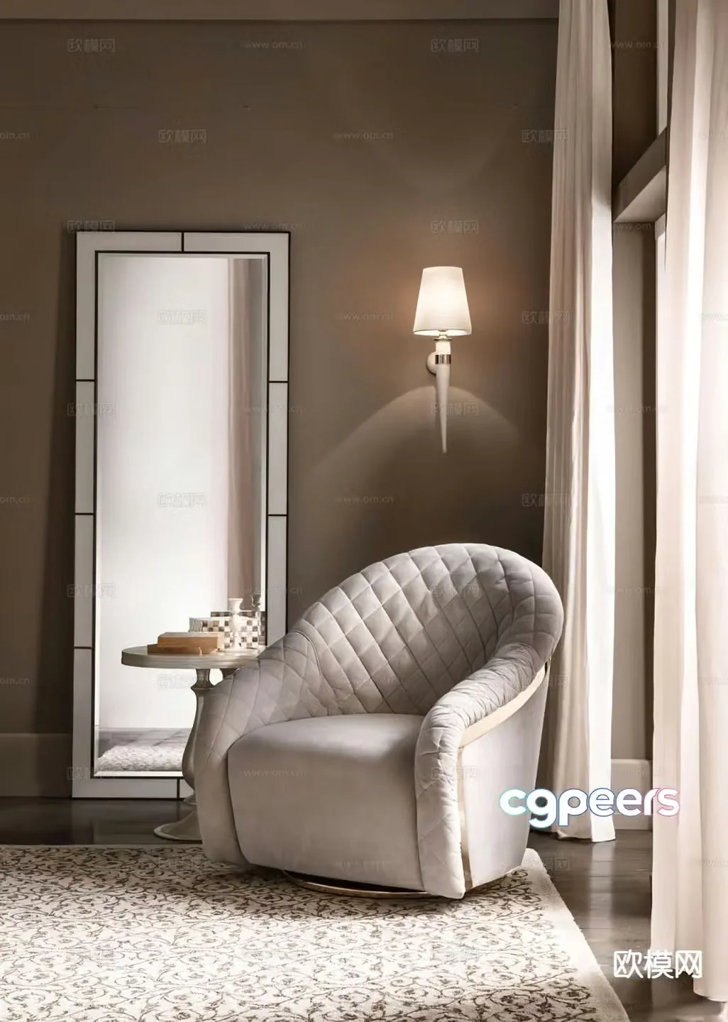 Cantori simple European single sofa 3d model