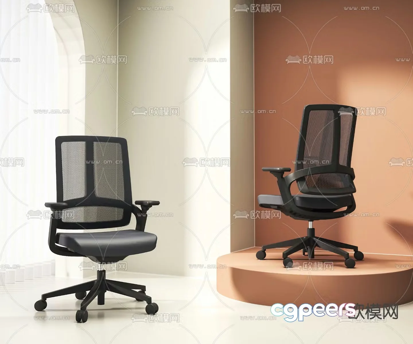 Mesh office chair staff chair 3d model