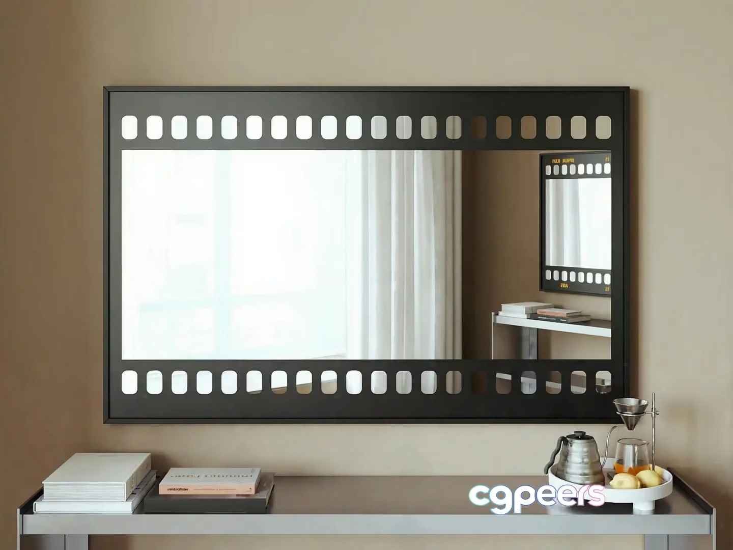 A Black Mirror With A Unique Design 3D Model – 20652 – VRAY Render