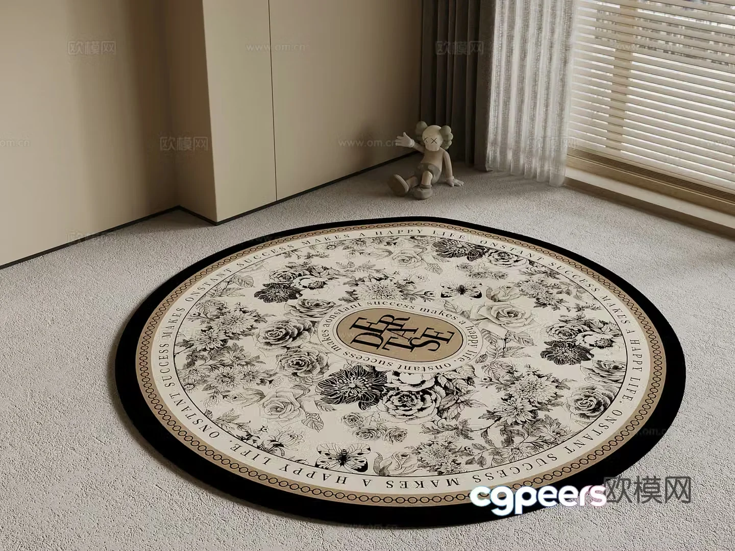 018 French carpet Round carpet 3d model