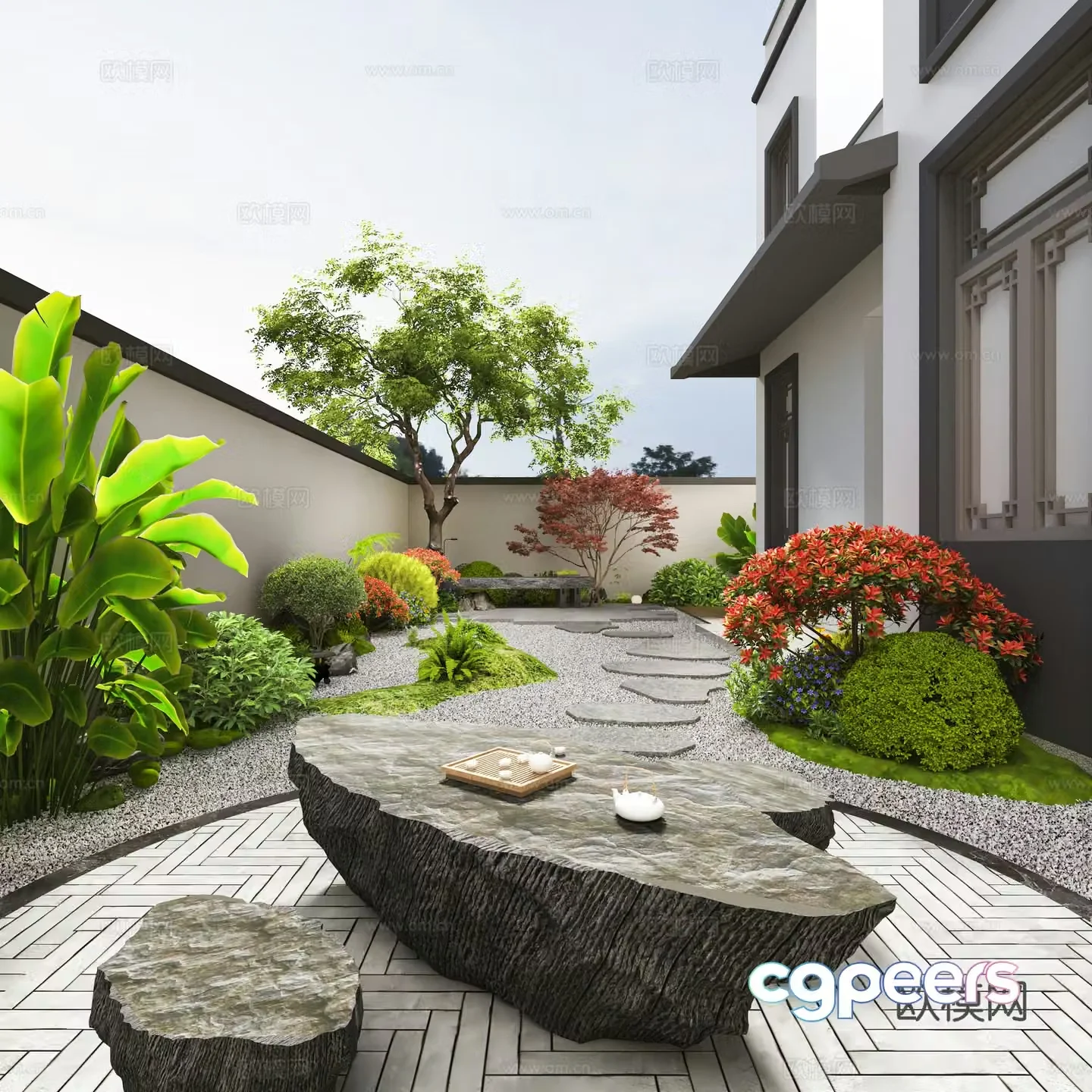 New Chinese landscape garden 3d model