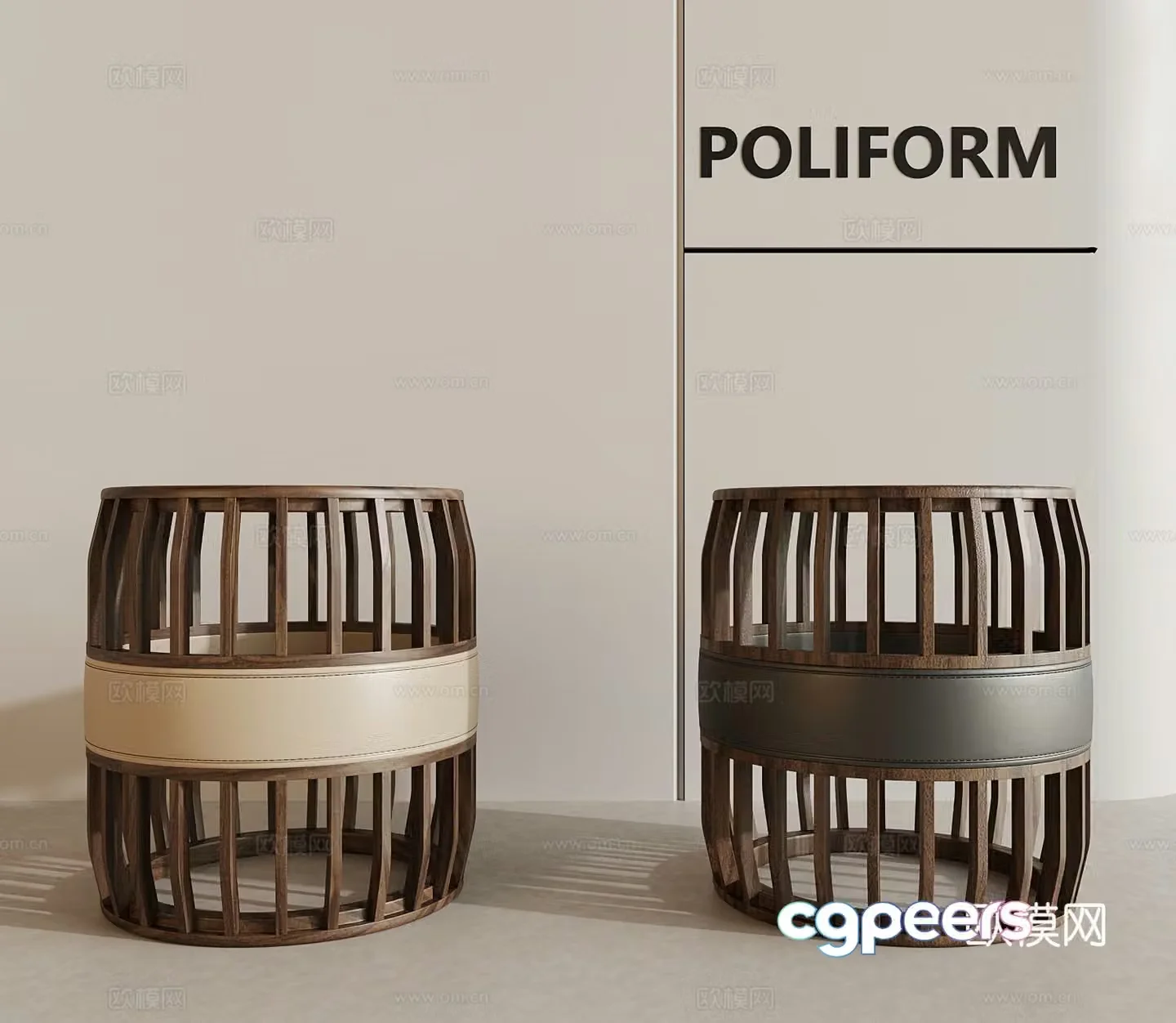 012 stool modern wooden stool chair 3d model