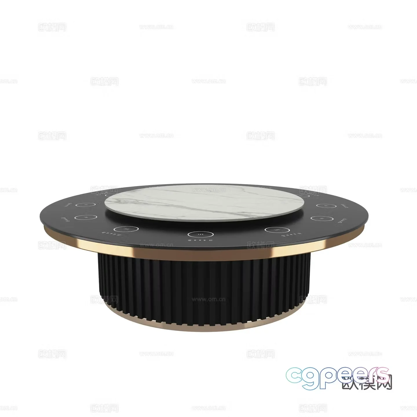 Invisible induction cooker electric round table hot pot table 3D model
