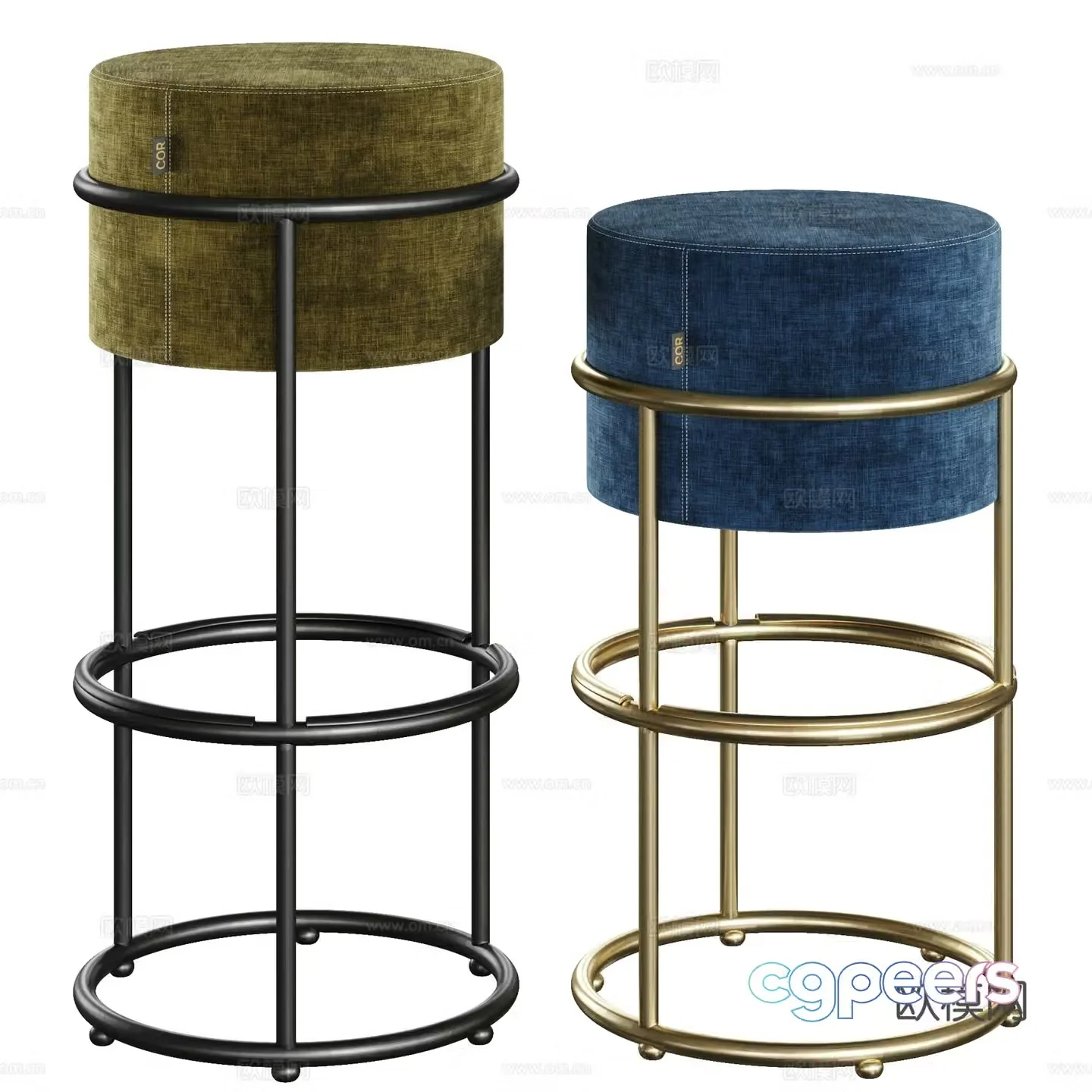 Modern Italian light luxury fabric bar chair 3D model