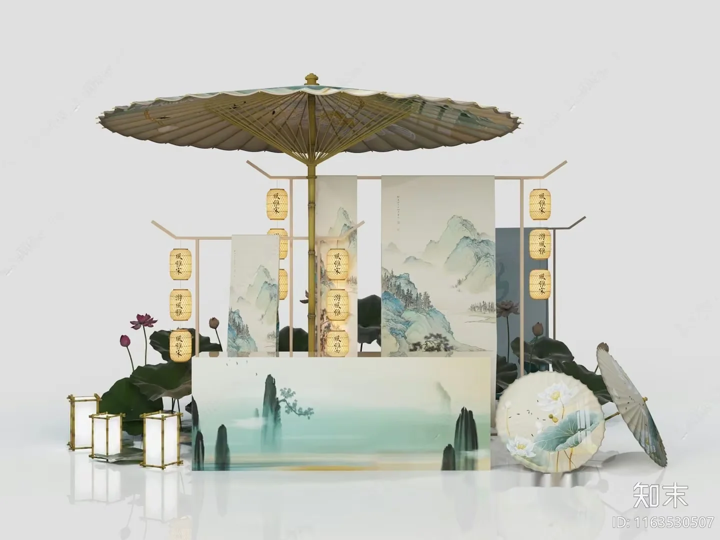 Traditional Asian Decor 3D Model – 8366 – VRAY Render