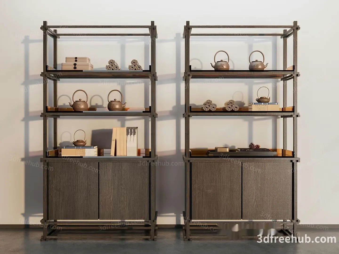 Wooden Shelving Unit 3D Model – 22049 – VRAY Render