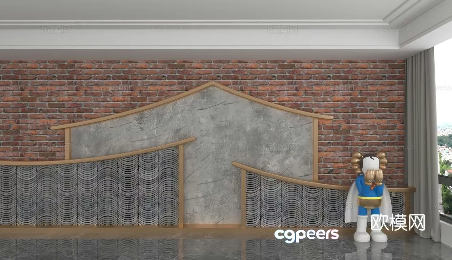 Modern background wall 3d model