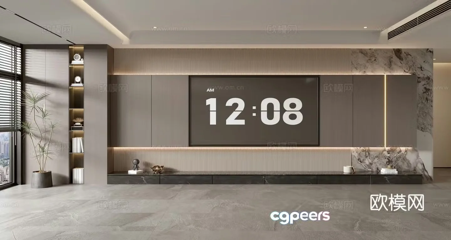 Modern TV background wall 3d model