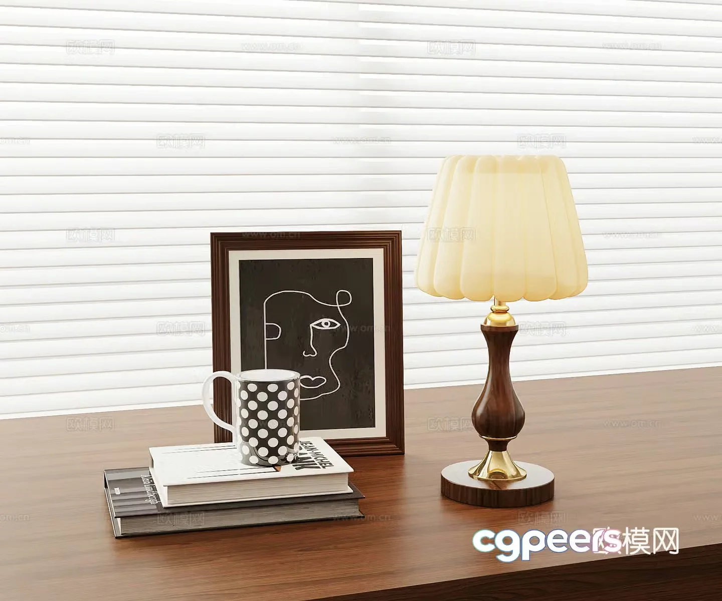 011 French desk lamp ornament combination 3D model