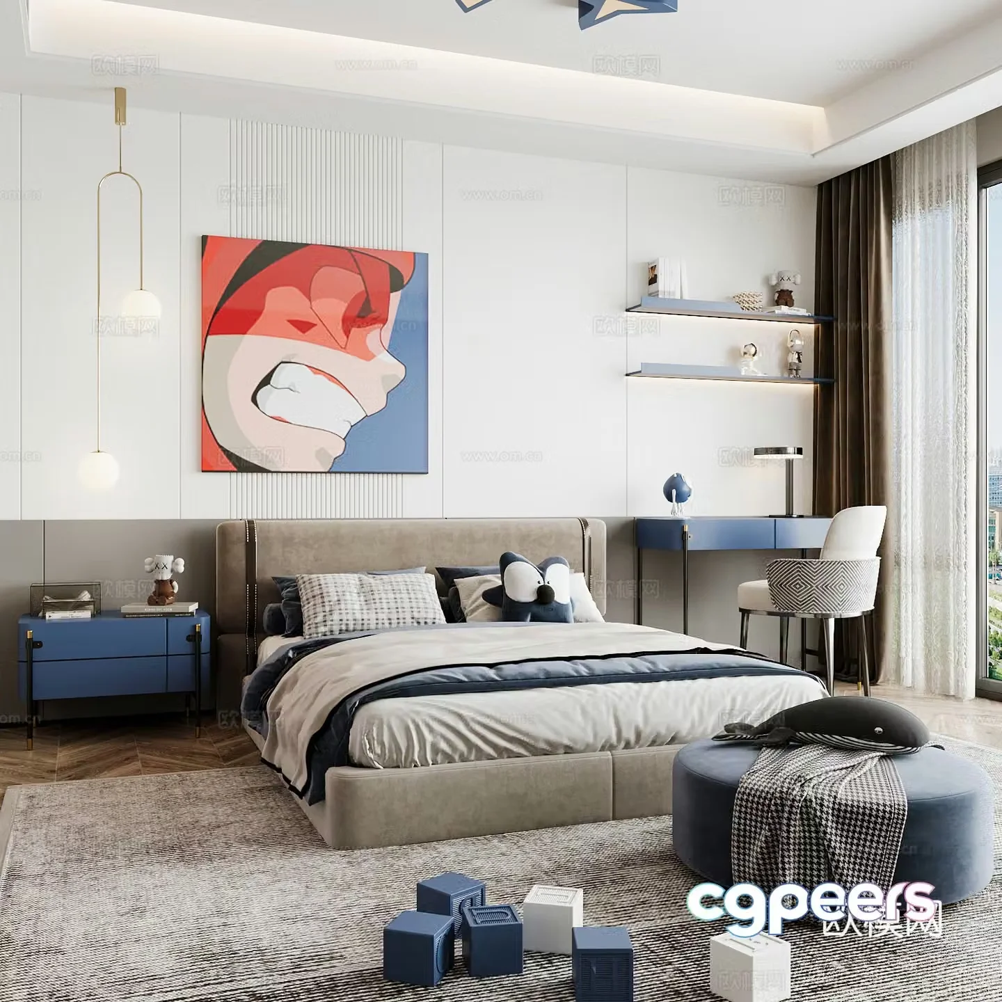 Modern children’s room boy’s room 3d model