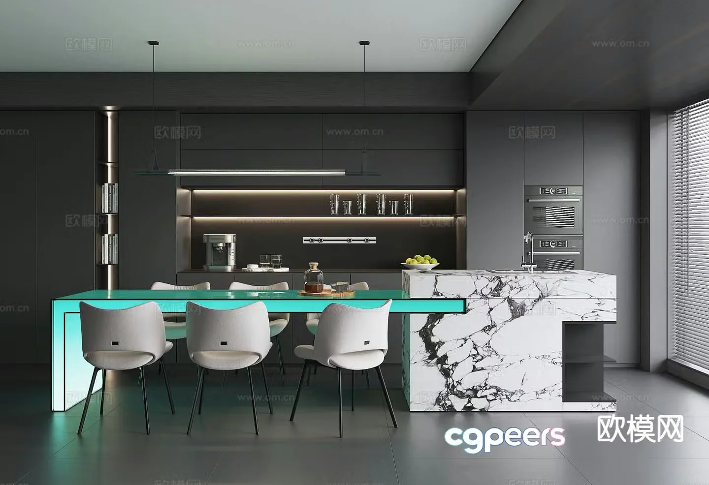 Modern island restaurant 3d model