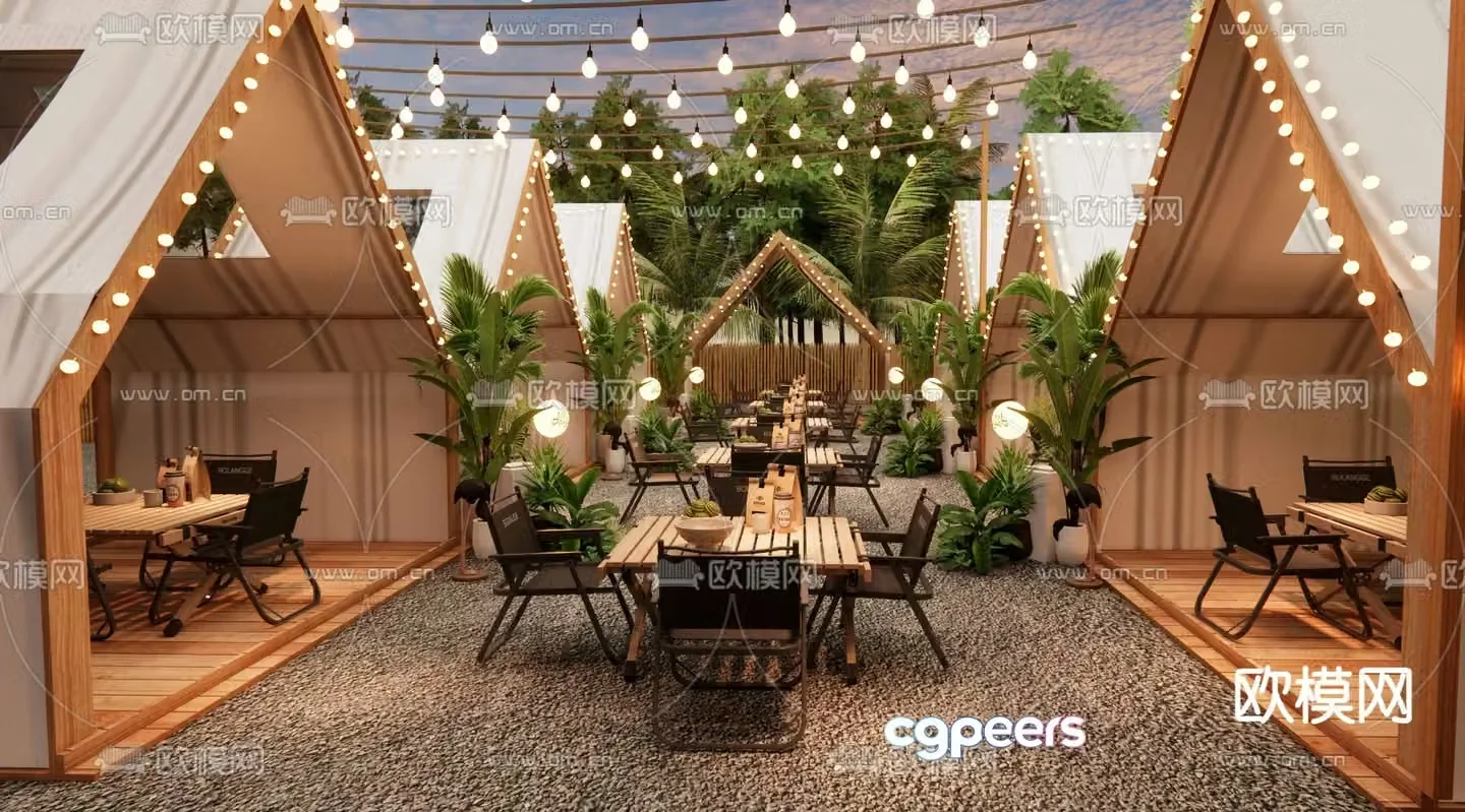 Camping cafe open bar 3d model