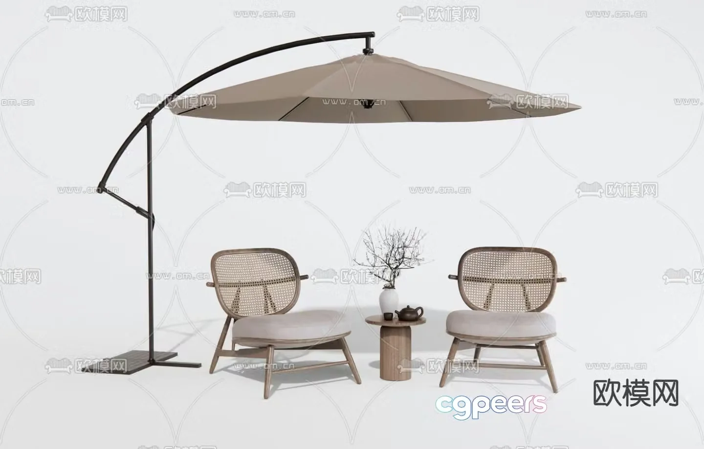 Japanese outdoor chair leisure chair patio chair 3d model