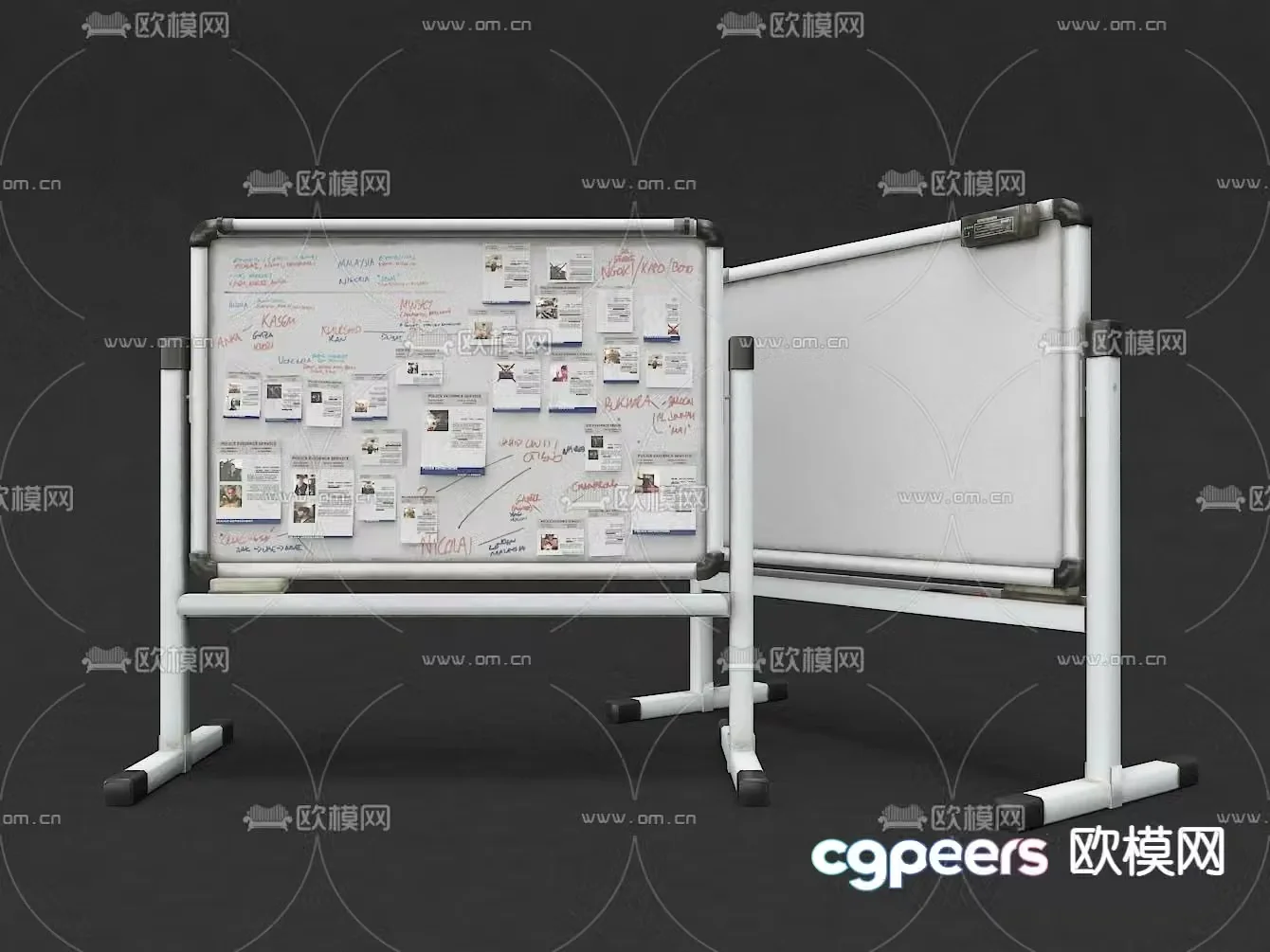 Mobile whiteboard writing board 3d model