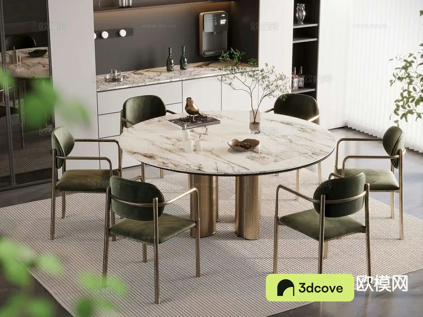 Light luxury dining table and chairs round dining table