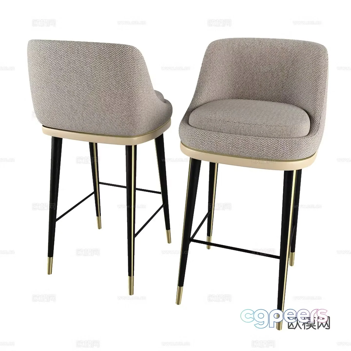 Light luxury bar stool high stool bar chair 3d model