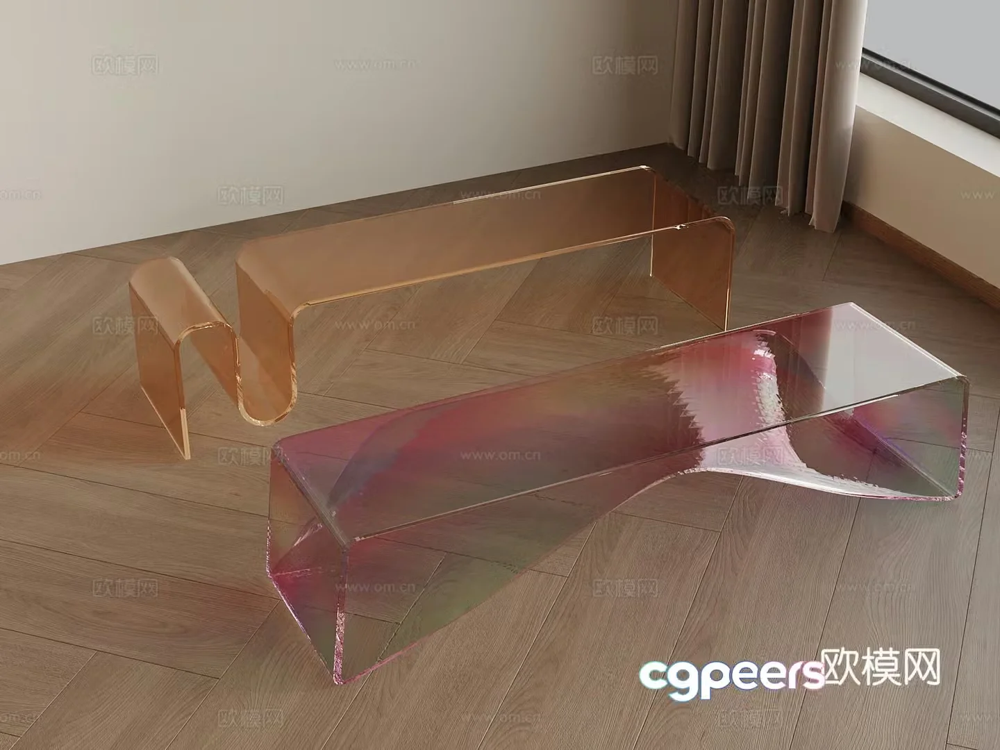 Modern acrylic bench stool 3d model