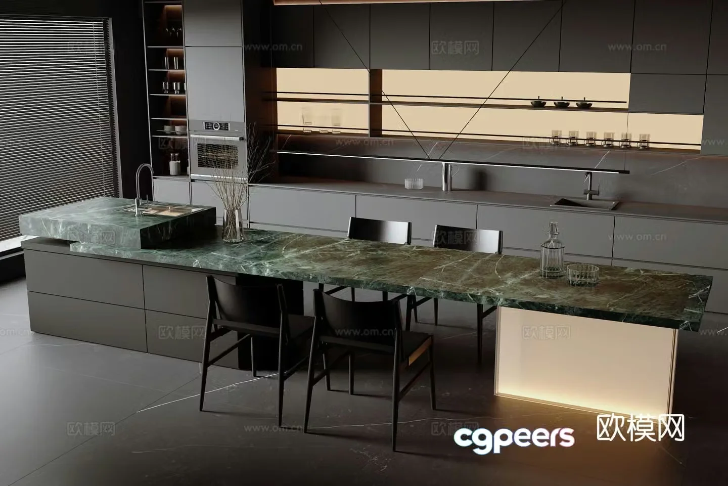 Modern Italian island restaurant 3d model
