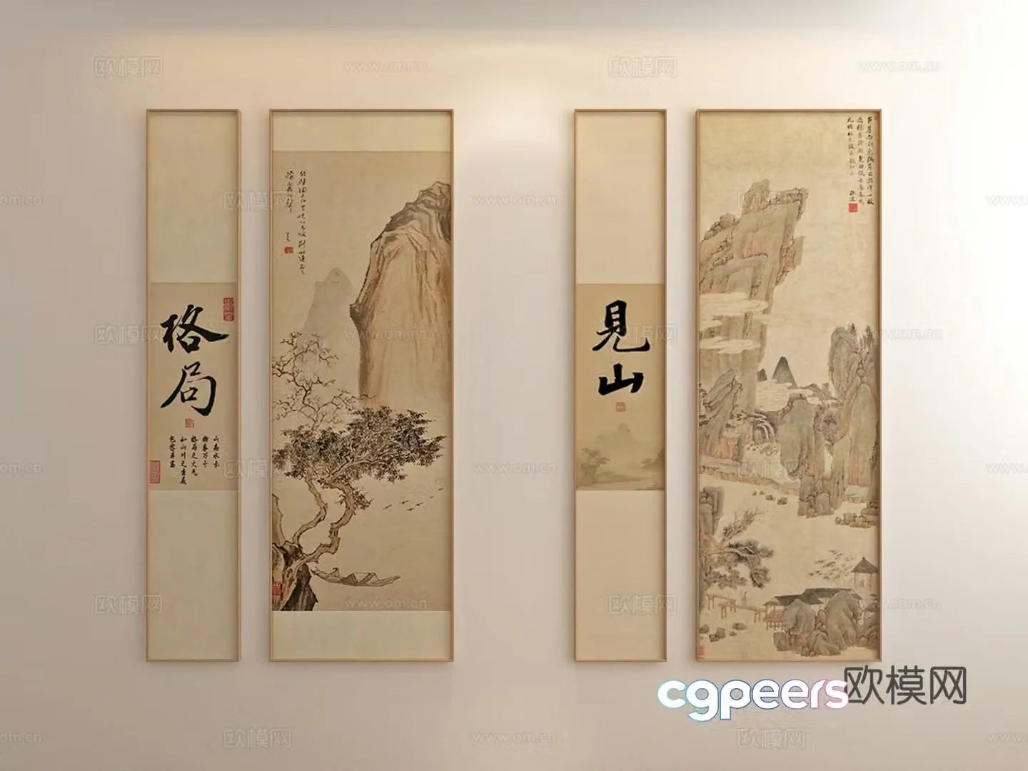 Chinese combination painting Song style aesthetic combination painting Combination painting 3D model