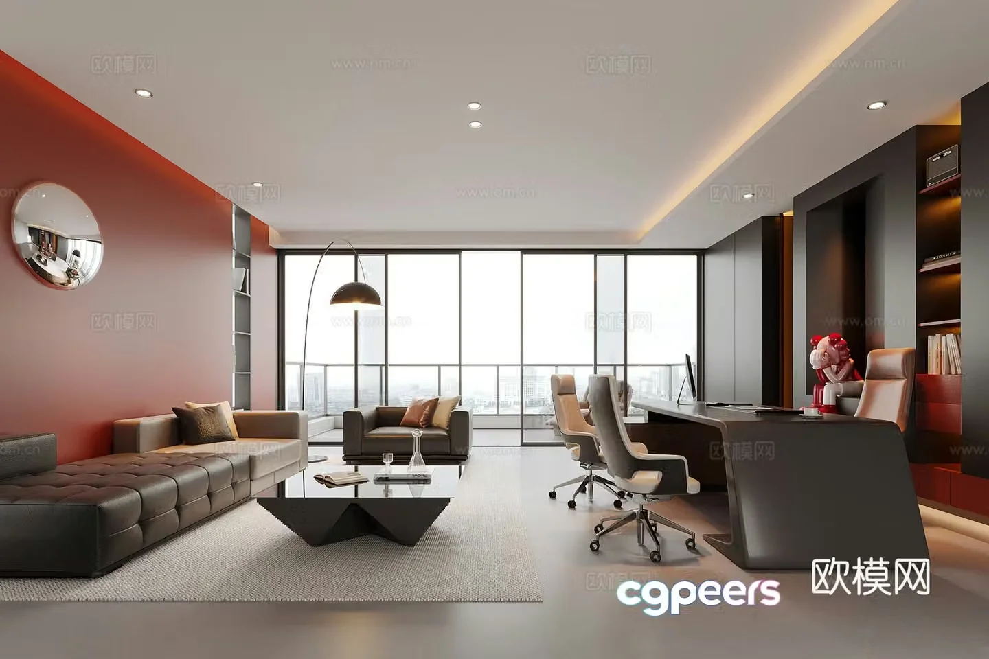 Modern General Manager Office Chairman Office Boss Office 3D Model