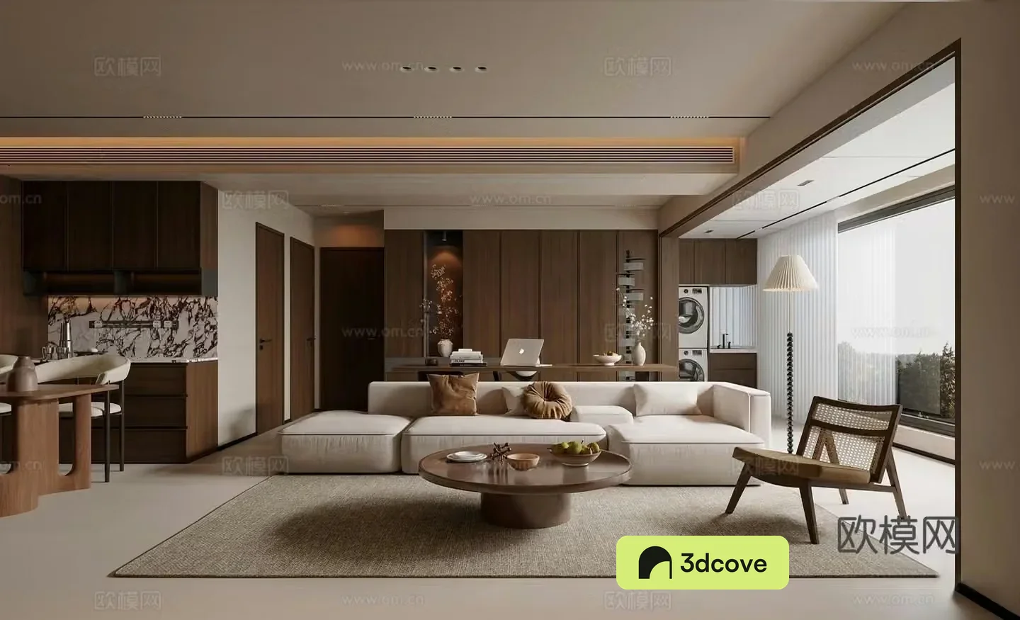 Middle-aged Zen Living Restaurant_Mid-aged Living Restaurant 3D Model