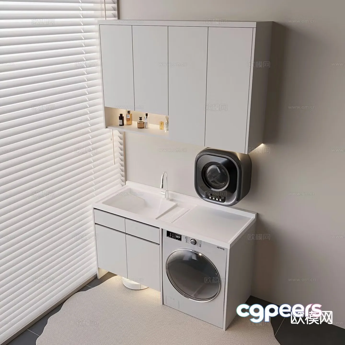 Modern washing machine cabinet balcony cabinet 3d model