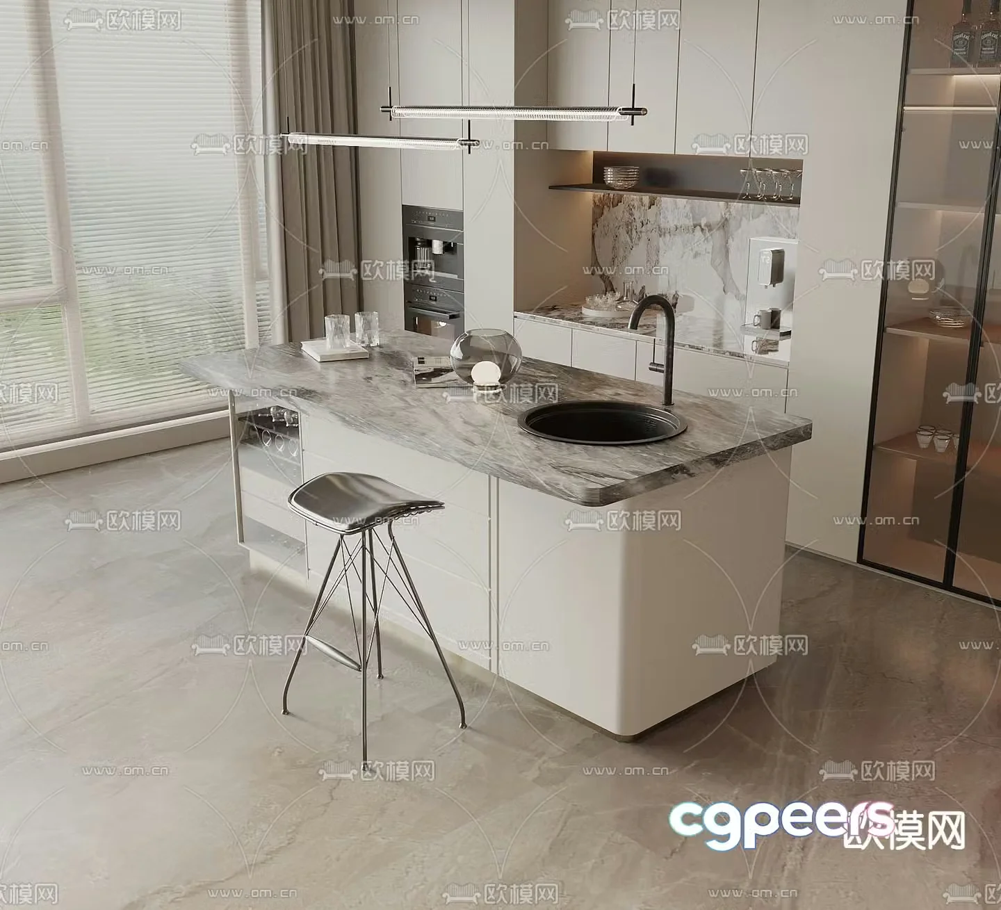 Marble bar island water bar 3D model