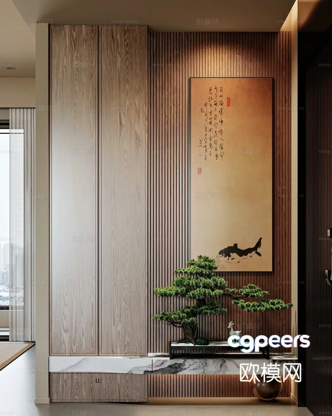 New Chinese style home entrance entrance 3D model