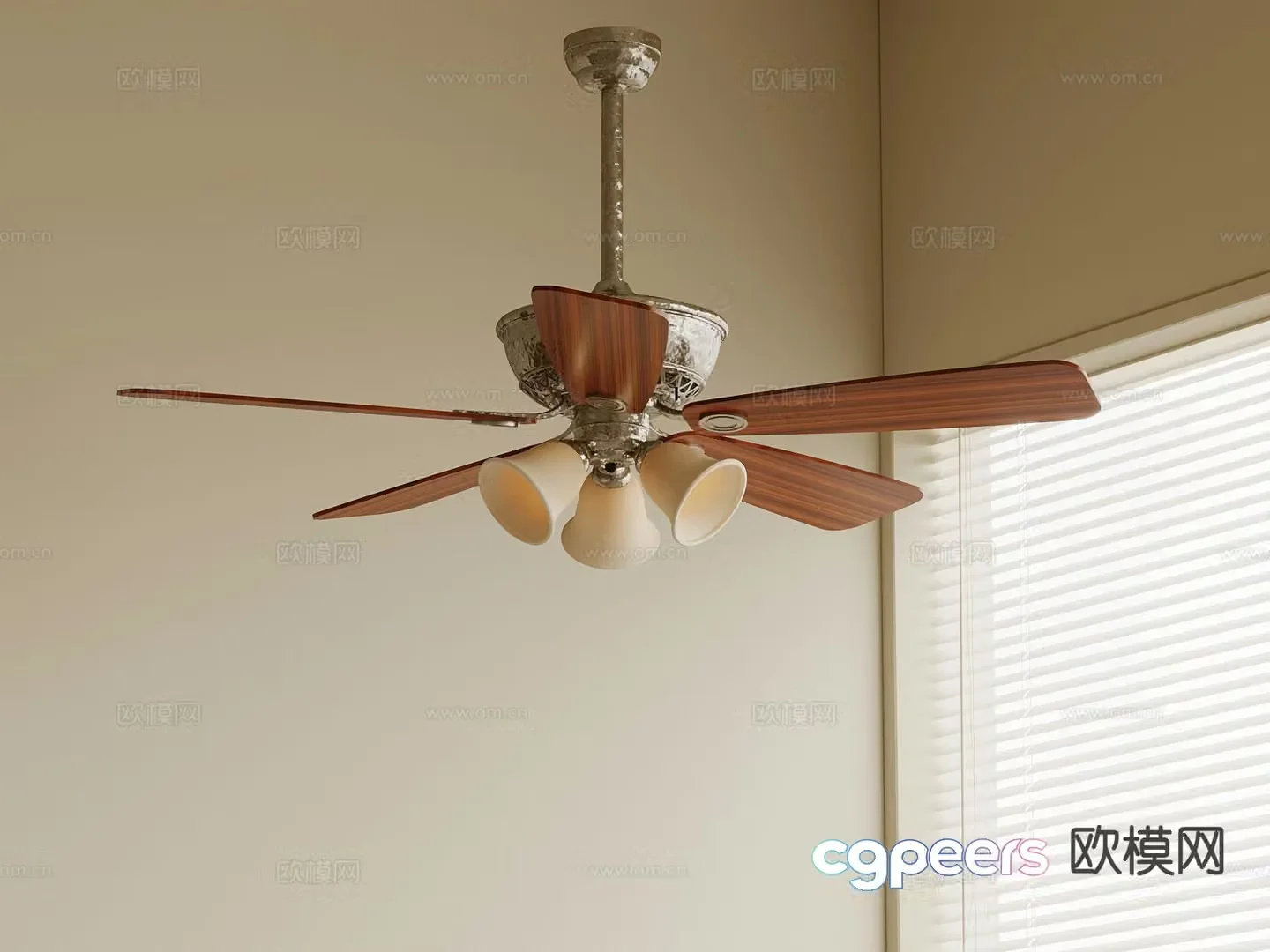 Medieval style ceiling fan lamp fan lamp 3d model