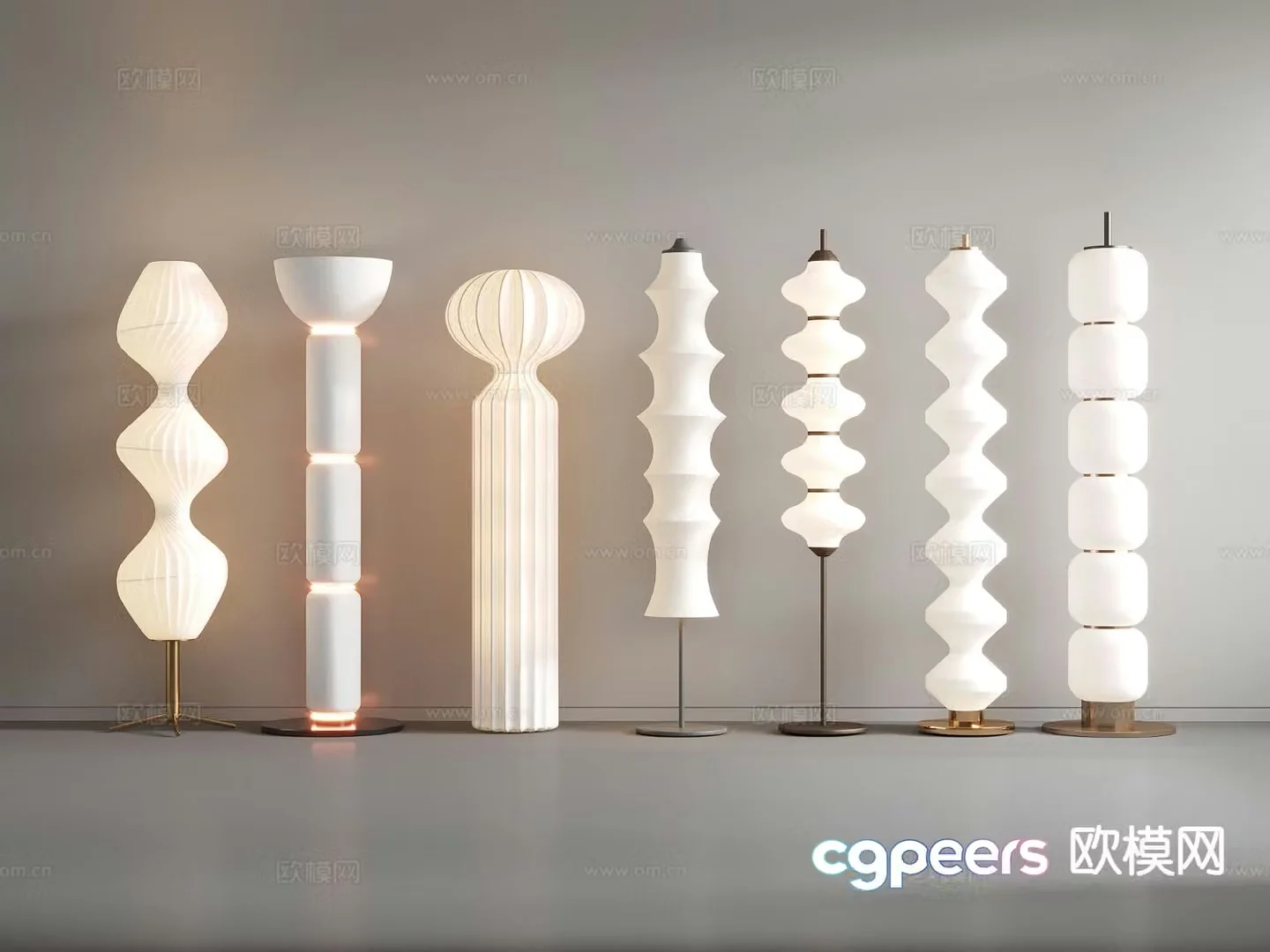 Cream style floor lamp beaded floor lamp 3d model