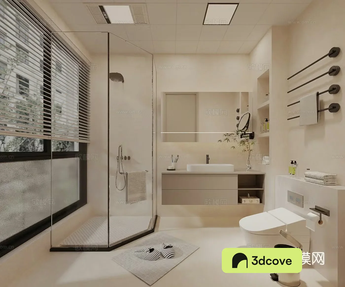 Modern cream style bathroom shower room shower toilet bathroom cabinet bathroom supplies