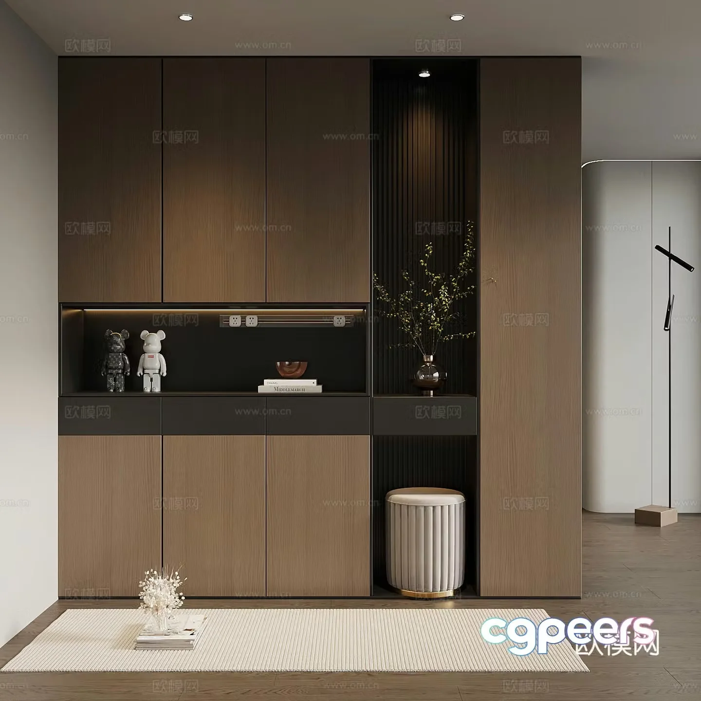 Shoe cabinet Italian minimalist porch cabinet entrance shoe cabinet entrance porch background 3D model