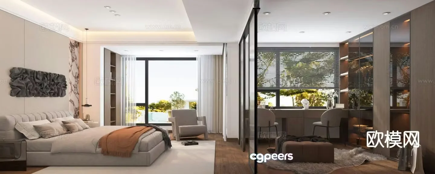 Modern bedroom master bedroom 3d model