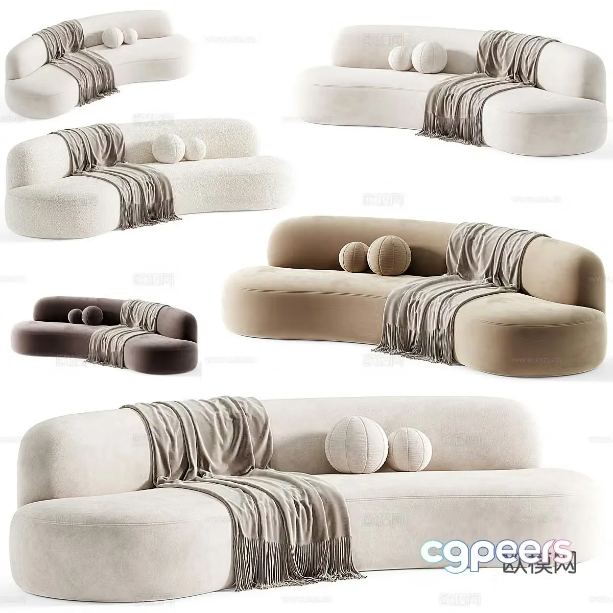 Special shaped sofa curved sofa 3d model