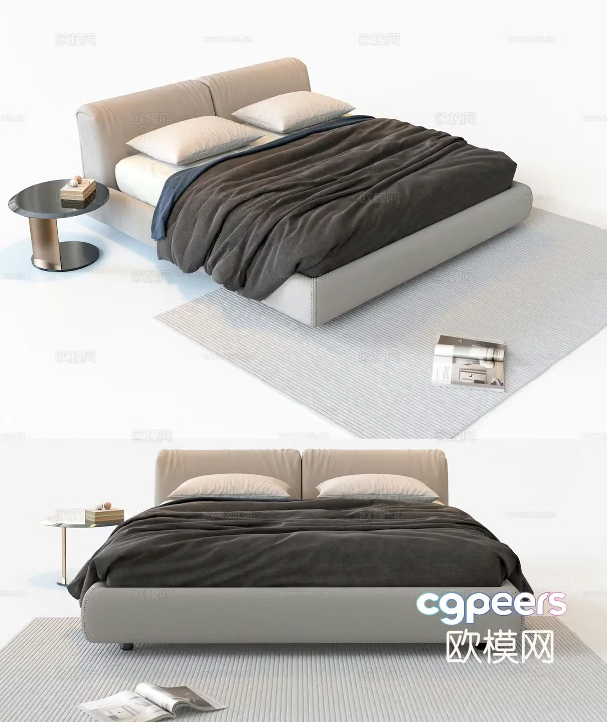 Modern double bed 3d model