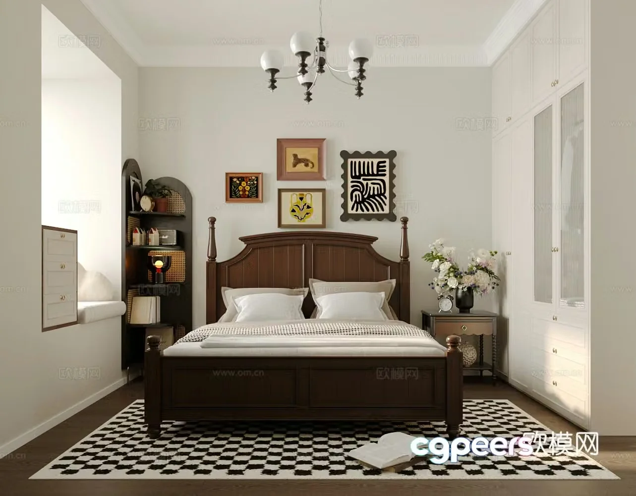 Middle-aged home bedroom master bedroom 3d model
