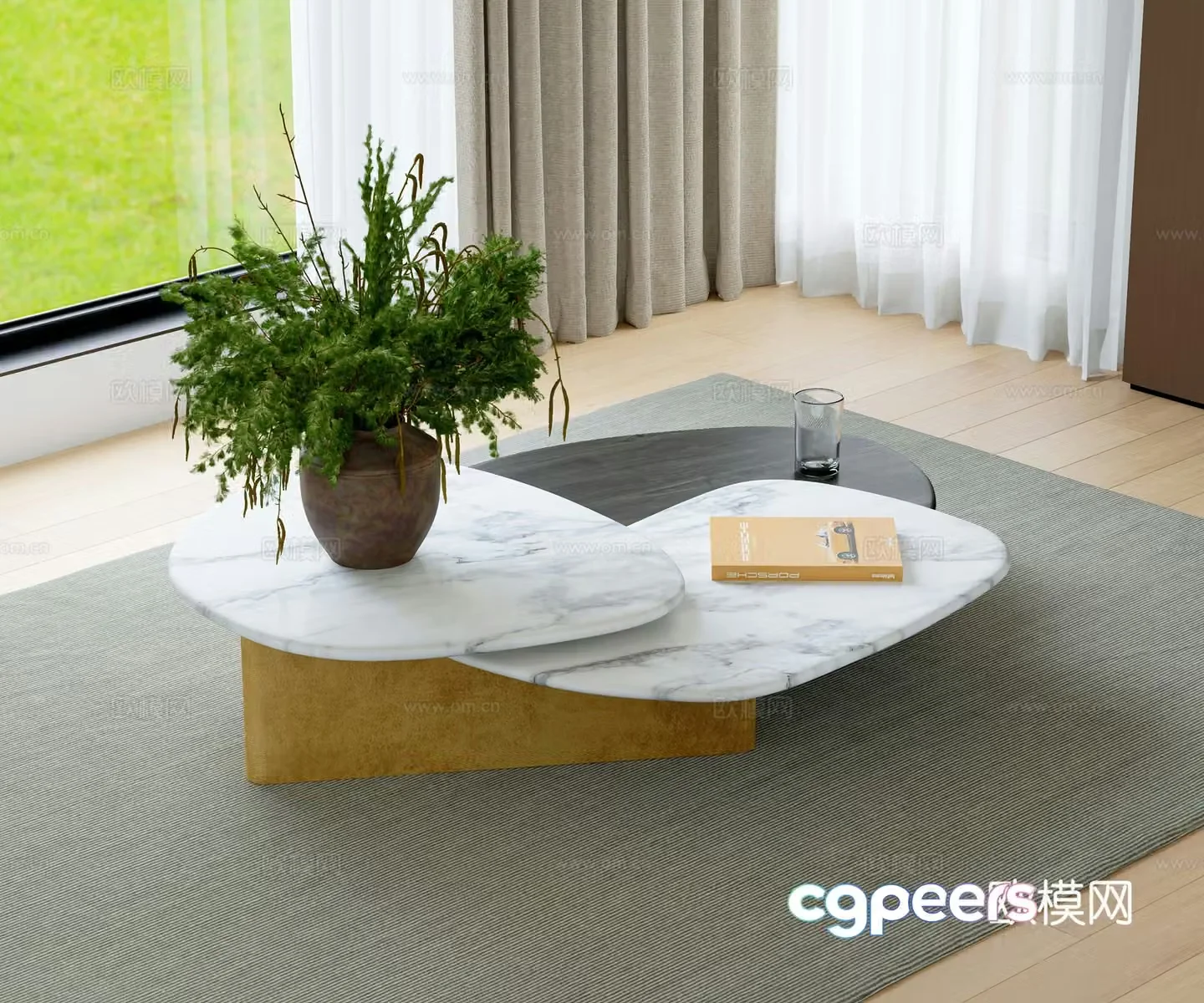 Modern marble coffee table 3d model
