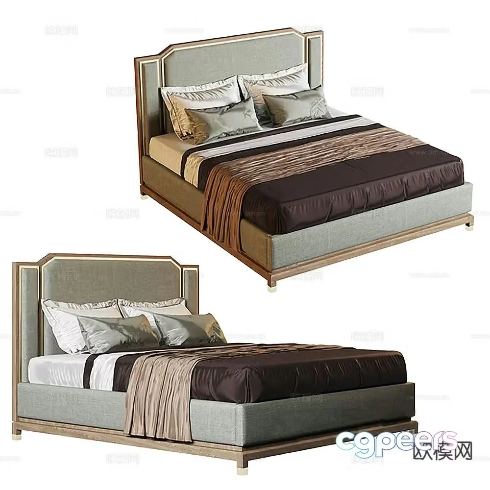 American double bed 3d model
