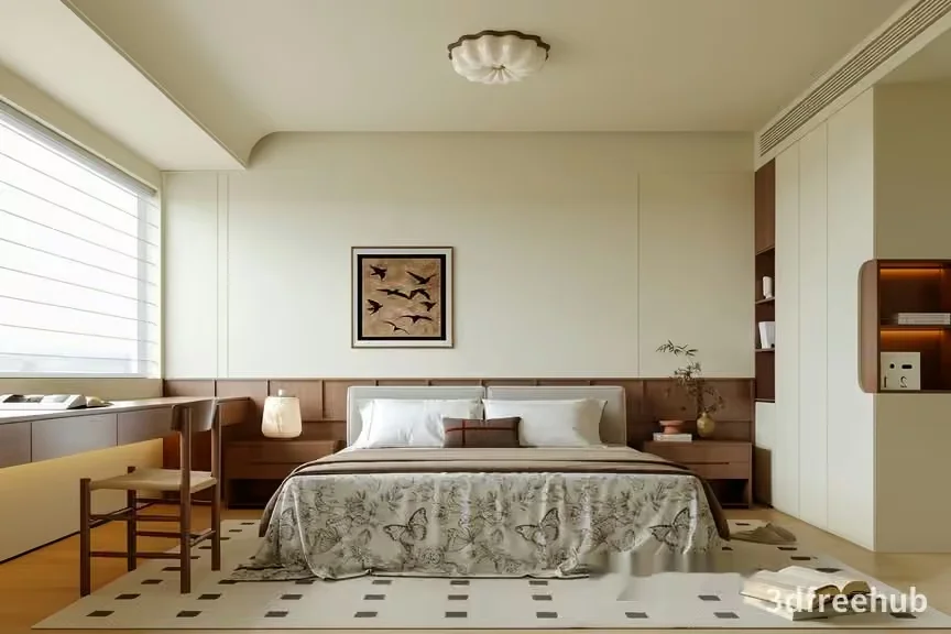 Cozy Modern Bedroom 3D Model – 19339 – VRAY Render