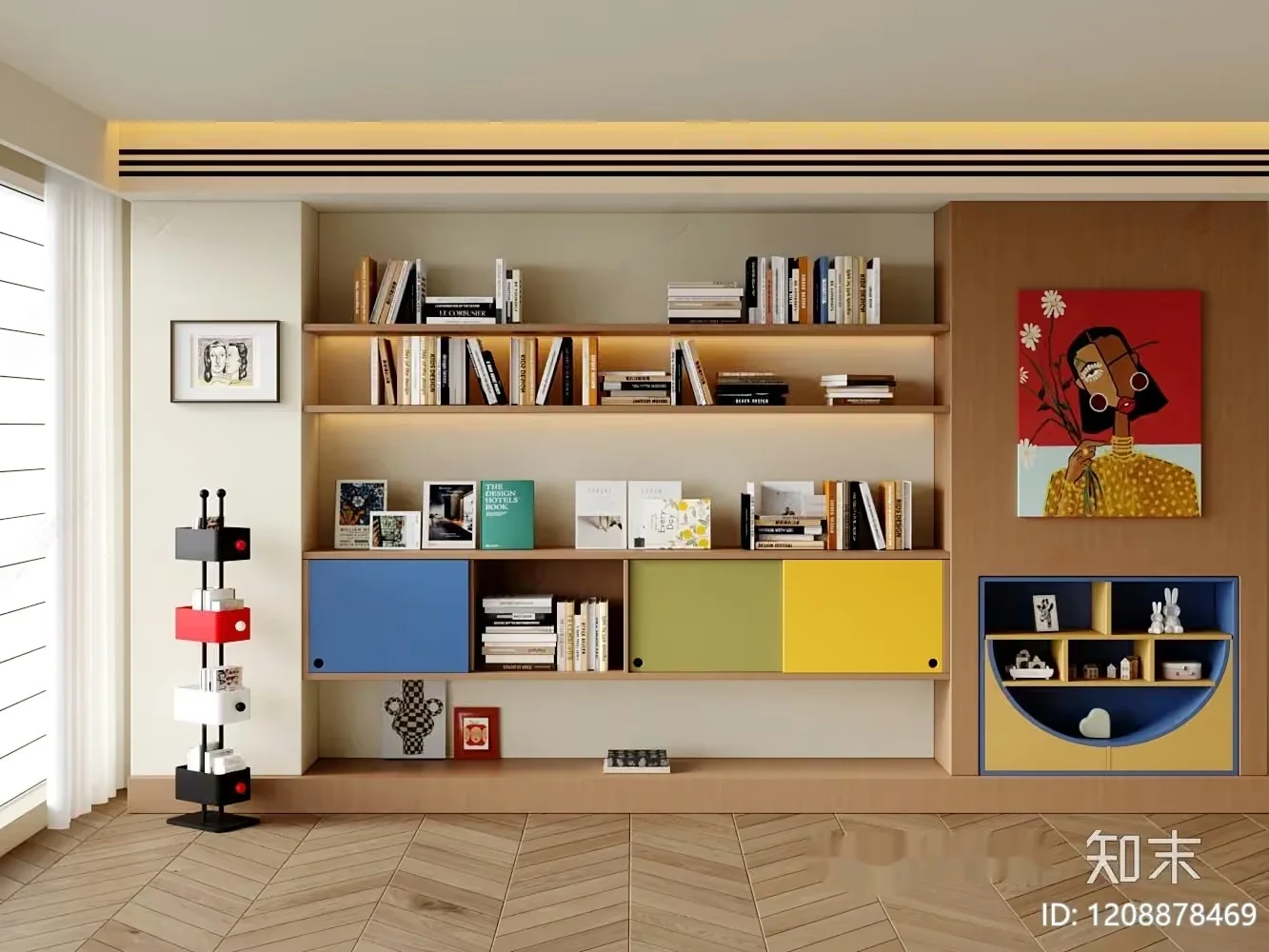 Modern Bookshelf 3D Model – 19464 – VRAY Render