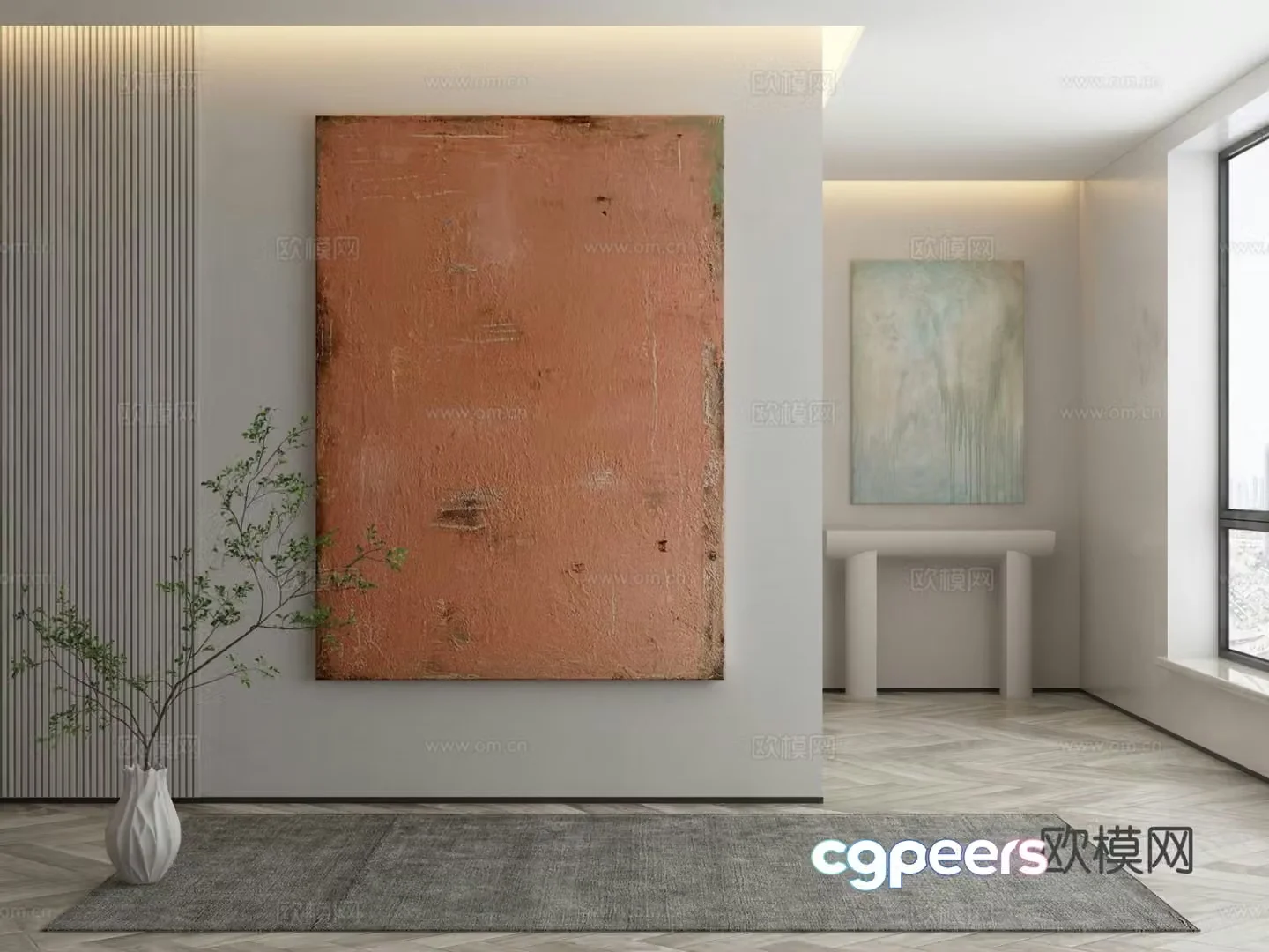 Modern texture painting decorative painting 3d model