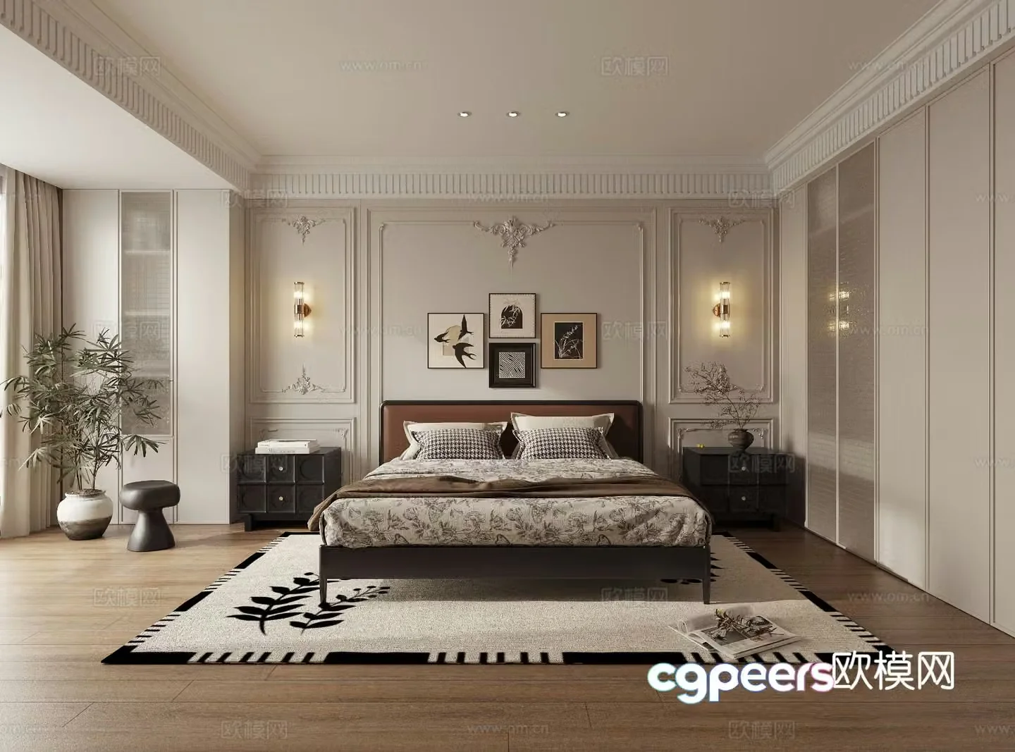 French bedroom master bedroom 3d model