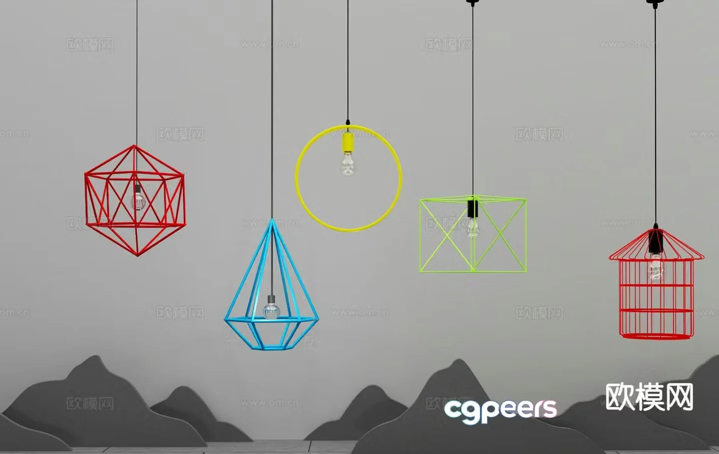 Modern colorful chandelier wrought iron chandelier 3d model